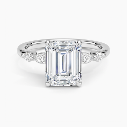 Versailles One-Quarter Coverage Diamond Ring - Emerald Cut Center Stone