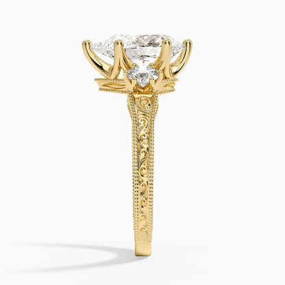 Hudson Engraved Three Stone Diamond Ring (1/3 ct. tw.) - Pear Center Stone