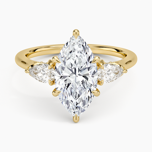Petal Pear Three Stone Diamond Ring (1/2 ct. tw.) - Marquise Center Stone
