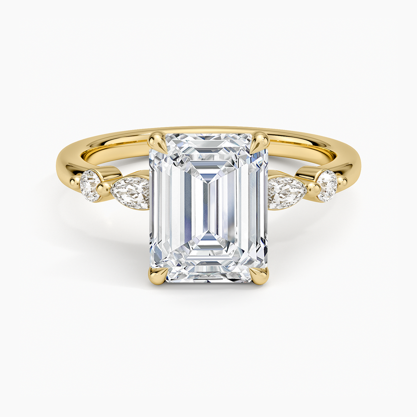 Versailles One-Quarter Coverage Diamond Ring - Emerald Cut Center Stone