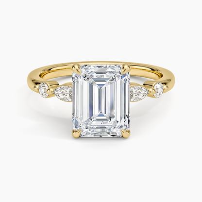 Versailles One-Quarter Coverage Diamond Ring - Emerald Cut Center Stone
