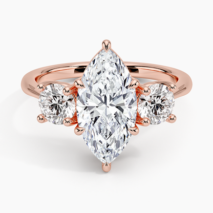 Luxe Selene Three Stone Diamond Ring (2/3 ct. tw.) - Marquise Center Stone