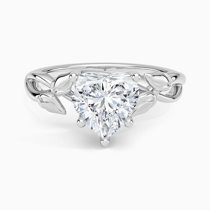 Budding Willow Solitaire Ring - Heart Center Stone