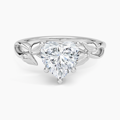 Budding Willow Solitaire Ring - Heart Center Stone