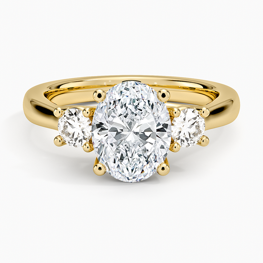 Petite Three Stone Trellis Diamond Ring (1/3 ct. tw.) - Oval Cut Center Stone