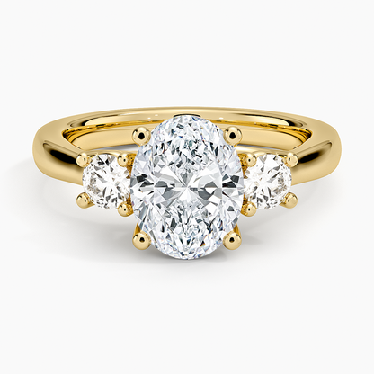 Petite Three Stone Trellis Diamond Ring (1/3 ct. tw.) - Oval Cut Center Stone