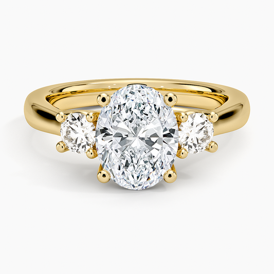 Petite Three Stone Trellis Diamond Ring (1/3 ct. tw.) - Oval Cut Center Stone