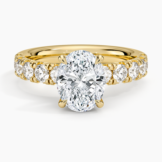 Ellora Half Coverage Diamond Ring - Oval Center Stone