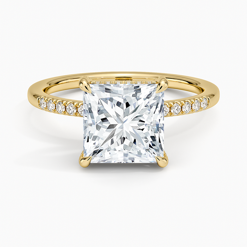 Viviana One-Quarter Coverage Diamond Ring - Princess Cut Center Stone
