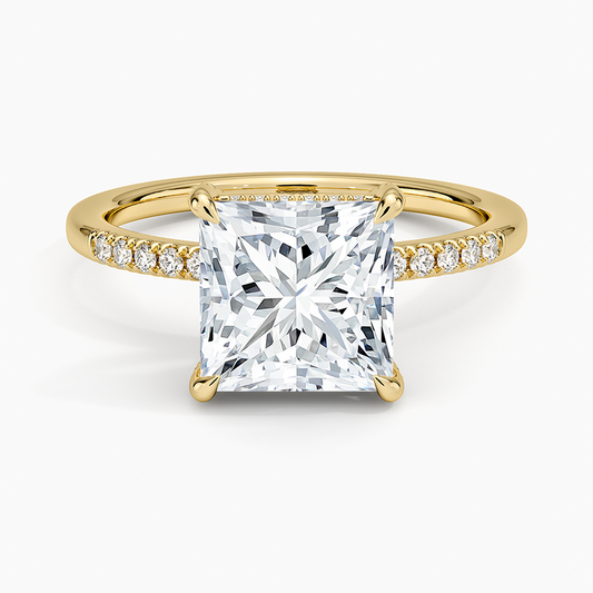 Viviana One-Quarter Coverage Diamond Ring - Princess Cut Center Stone