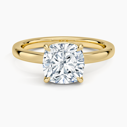 Dara Low-Profile Solitaire Ring - Cushion Cut Center Stone