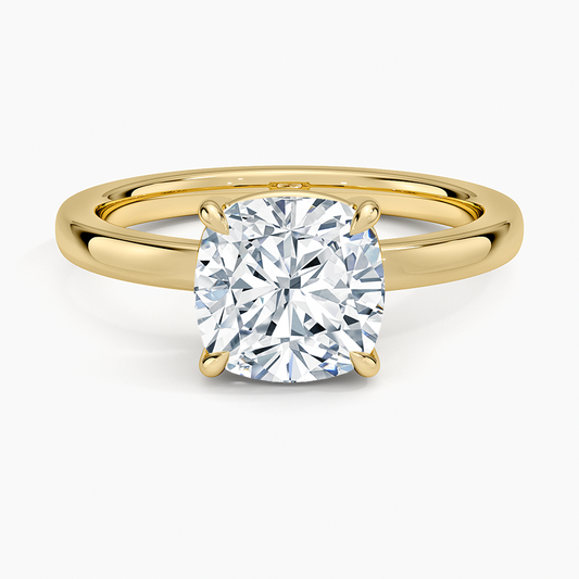 Dara Low-Profile Solitaire Ring - Cushion Cut Center Stone