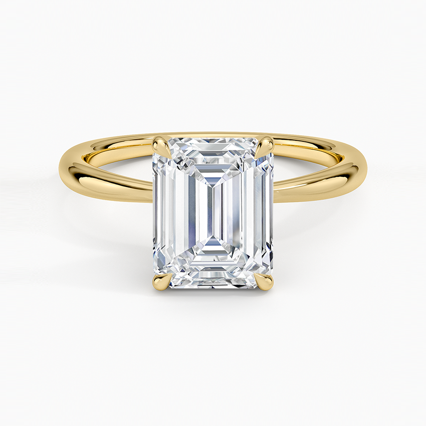 Freesia 2mm Solitaire Ring - Emerald Cut Center Stone