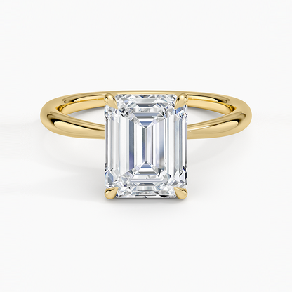 Freesia 2mm Solitaire Ring - Emerald Cut Center Stone