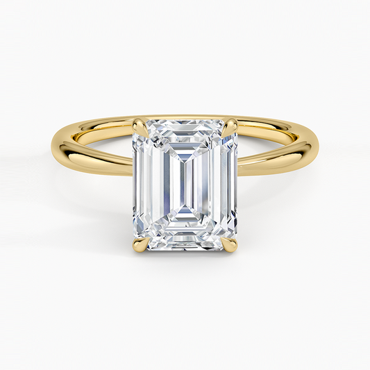 Freesia 2mm Solitaire Ring - Emerald Cut Center Stone