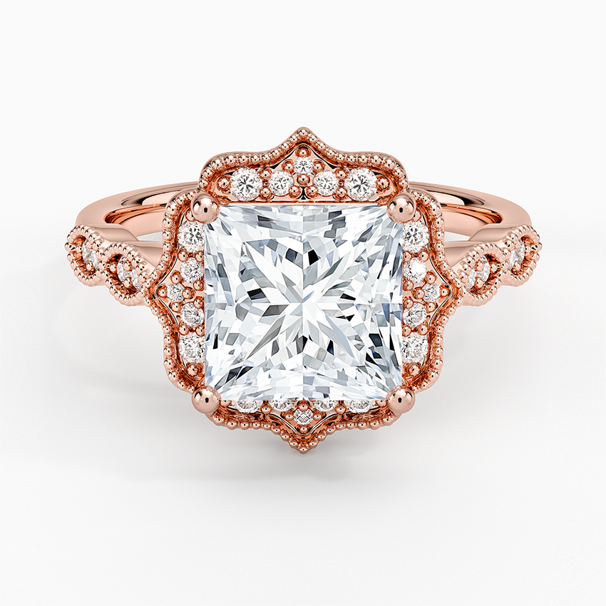 Cadenza Halo Diamond Ring - Princess Cut Center Stone