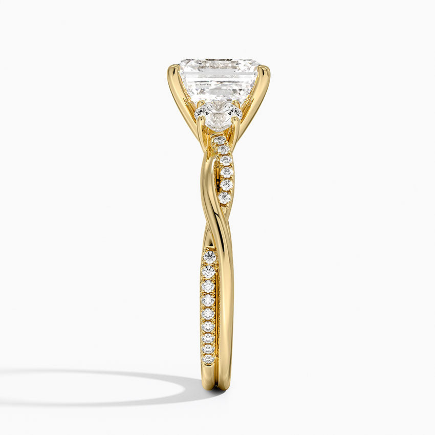 Petite Twisted Vine Three Stone Diamond Ring (2/5 ct. tw.) - Asscher Cut Center Stone