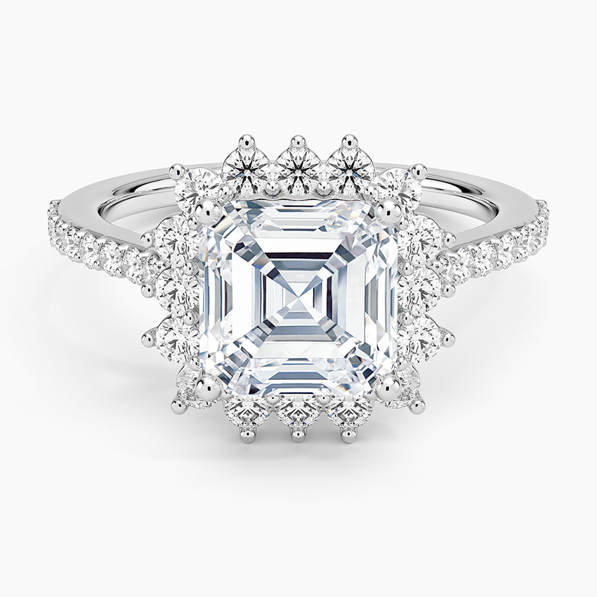 Luxe Sunburst Halo Diamond Ring (1/2 ct. tw.) - Asscher Cut Center Stone