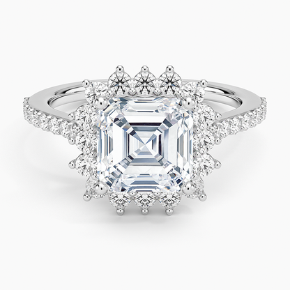 Luxe Sunburst Halo Diamond Ring (1/2 ct. tw.) - Asscher Cut Center Stone