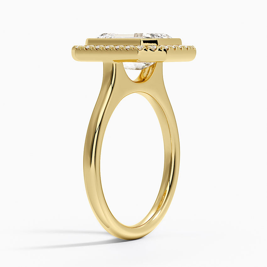 Bezel Halo Diamond Ring (1/4 ct. tw.) - Emerald Cut Center Stone