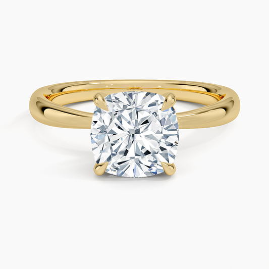 Freesia 2.7mm Solitaire Ring - Cushion Cut Center Stone