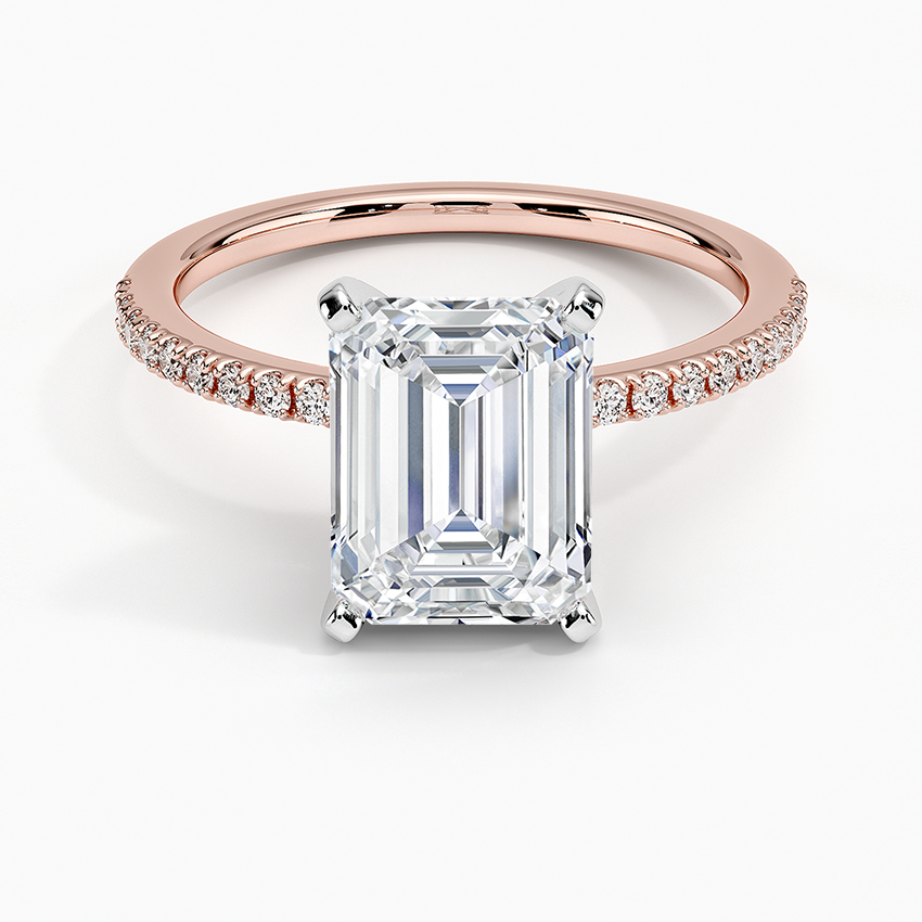 Ballad Half Coverage Diamond Ring (1/8 ct. tw.) - Emerald Cut Center Stone
