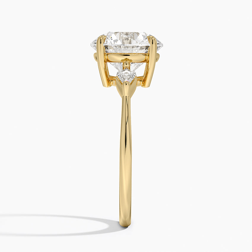 Cometa Three Stone Diamond Ring - Round Center Stone