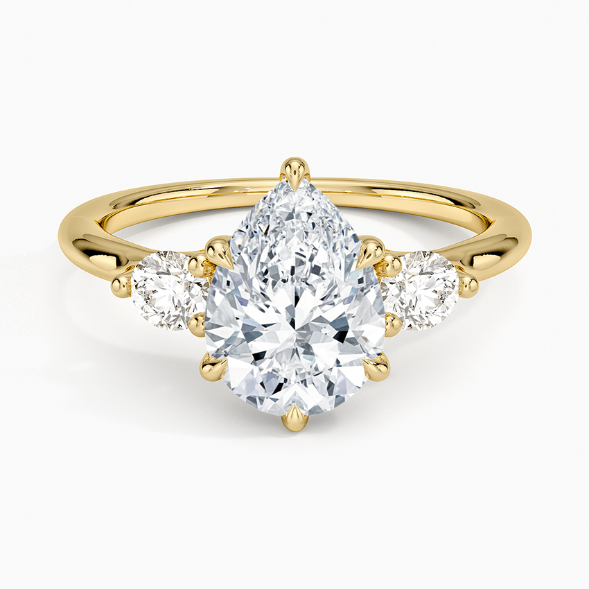 Freesia Three Stone Diamond Ring (1/3 ct. tw.) - Pear Cut Center Stone