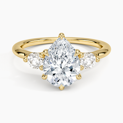 Freesia Three Stone Diamond Ring (1/3 ct. tw.) - Pear Cut Center Stone