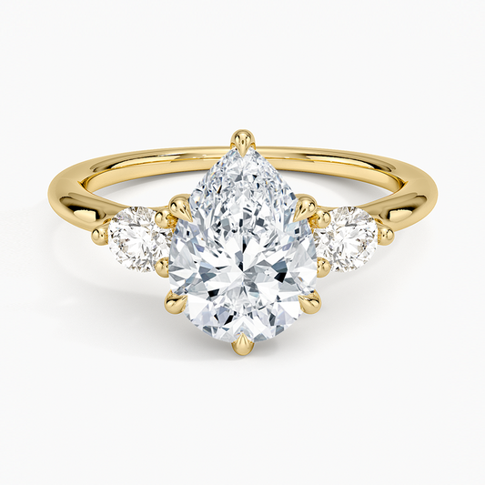 Freesia Three Stone Diamond Ring (1/3 ct. tw.) - Pear Cut Center Stone