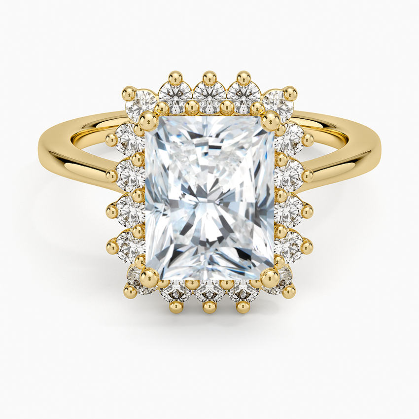 Sunburst Halo Diamond Ring (1/4 ct. tw.) - Radiant Cut Center Stone