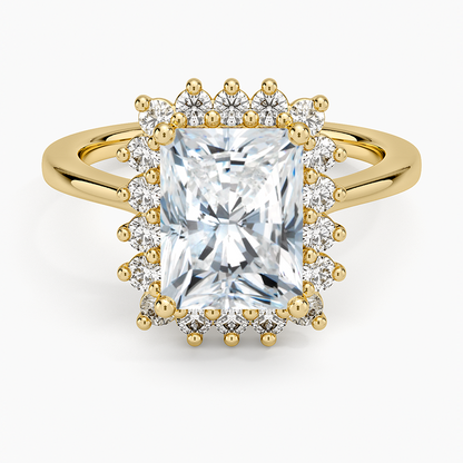 Sunburst Halo Diamond Ring (1/4 ct. tw.) - Radiant Cut Center Stone
