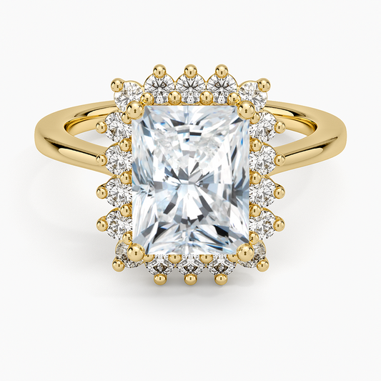 Sunburst Halo Diamond Ring (1/4 ct. tw.) - Radiant Cut Center Stone
