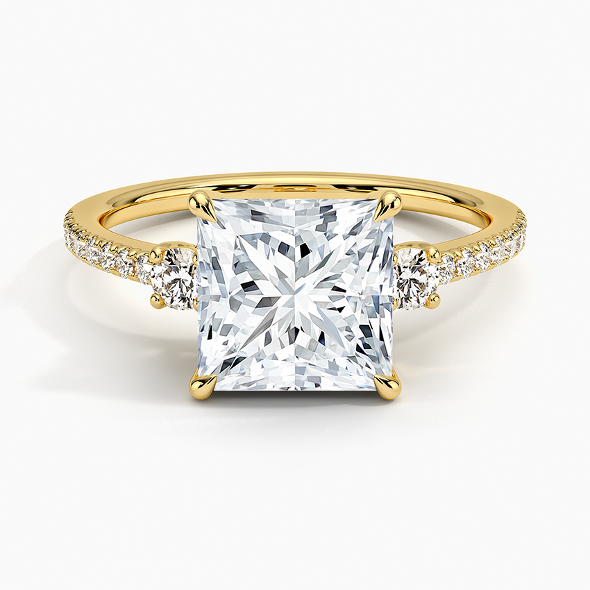 Lyra Three Stone Diamond Ring (1/4 ct. tw.) - Princess Cut Center Stone