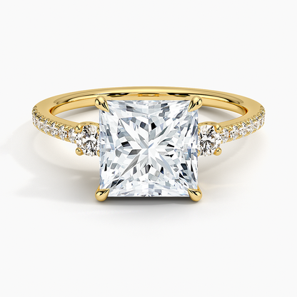Lyra Three Stone Diamond Ring (1/4 ct. tw.) - Princess Cut Center Stone