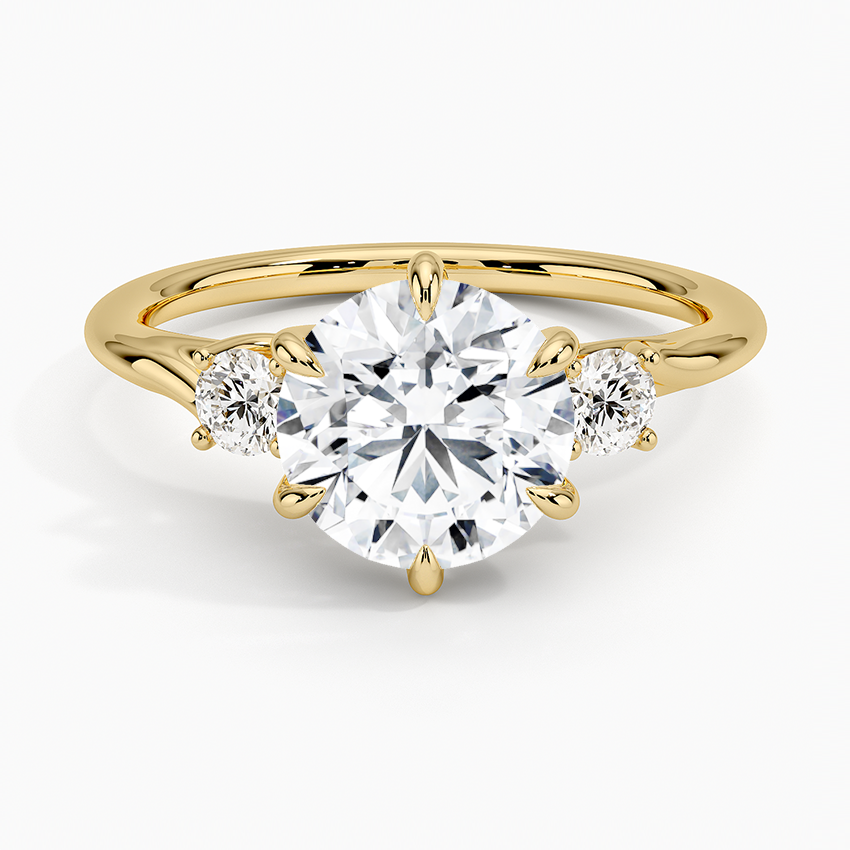 Delilah Three Stone Diamond Ring - Round Center Stone
