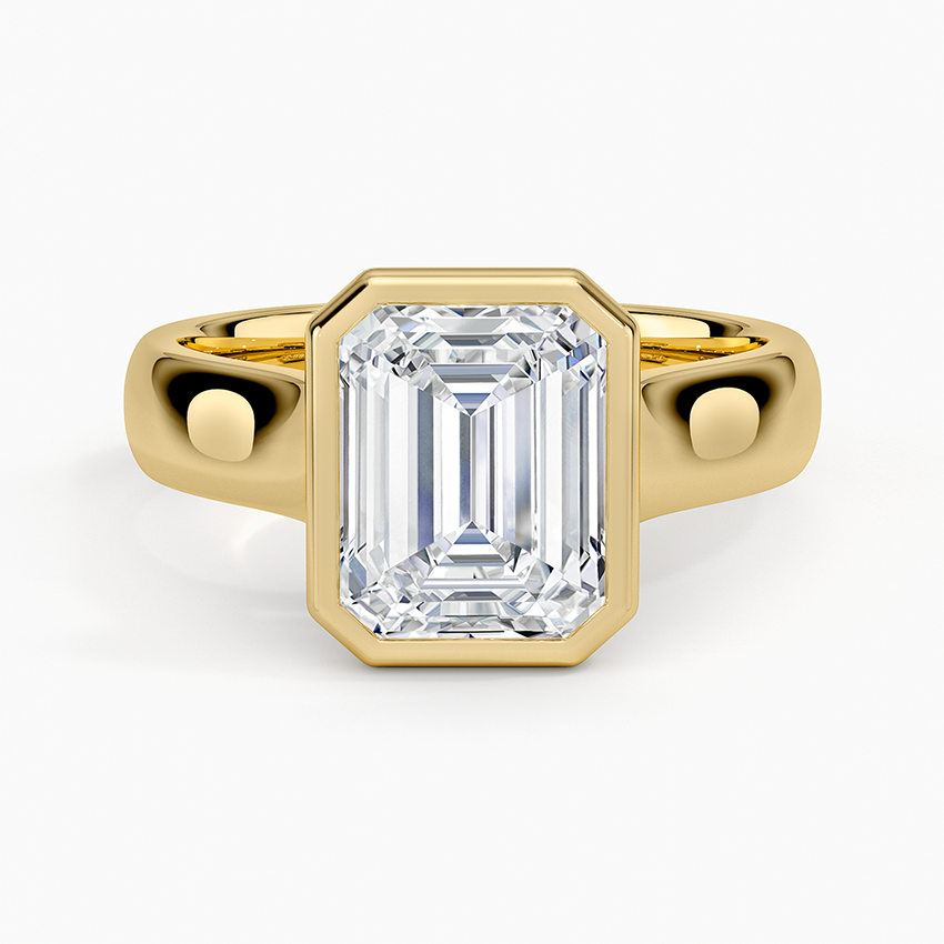 Luna 4mm Bezel Ring - Emerald Cut Center Stone