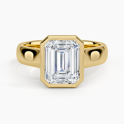 Luna 4mm Bezel Ring - Emerald Cut Center Stone