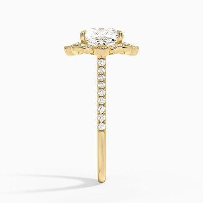 Reina Halo Diamond Ring - Cushion Cut Center Stone