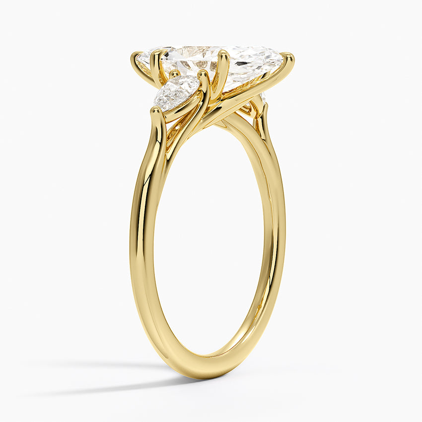 Luxe Delilah Three Stone Pear Diamond Ring - Marquise Center Stone