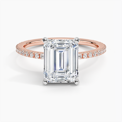 Ballad Three-Quarter Coverage Diamond Ring (1/4 ct. tw.) - Emerald Cut Center Stone