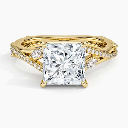 Begonia Vine Diamond Ring (1/4 ct. tw.) - Princess Cut Center Stone