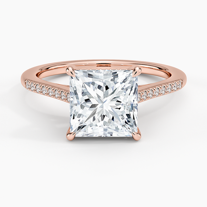 Lissome Half Coverage Diamond Ring - Princess Cut Center Stone
