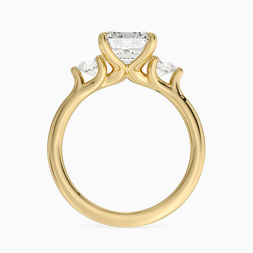 Freesia Three Stone Diamond Ring (1/3 ct. tw.) - Emerald Cut Center Stone