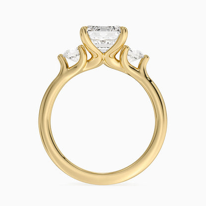 Freesia Three Stone Diamond Ring (1/3 ct. tw.) - Emerald Cut Center Stone