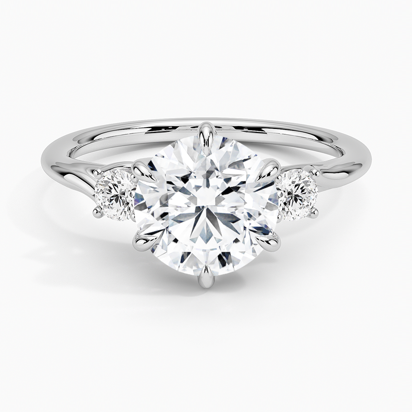 Delilah Three Stone Diamond Ring - Round Center Stone