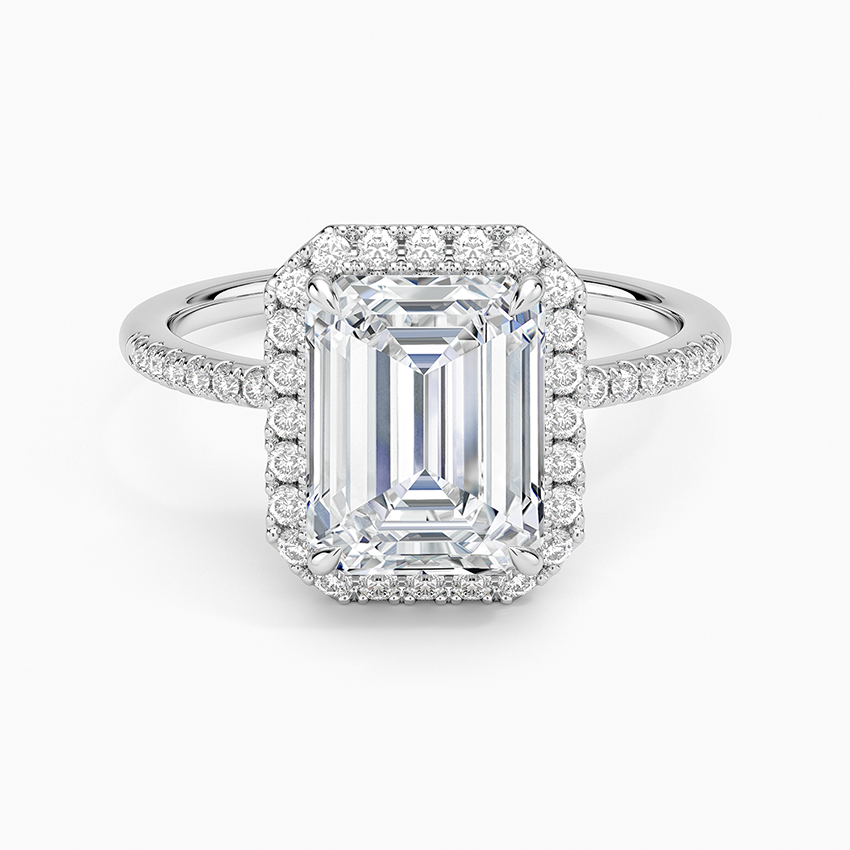 Cambria Halo Diamond Ring - Emerald Cut Center Stone