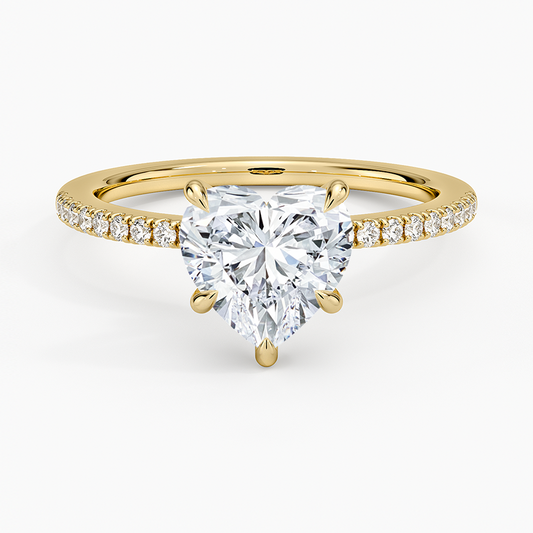 Demi Half Coverage Diamond Ring (1/5 ct. tw.) - Heart Center Stone