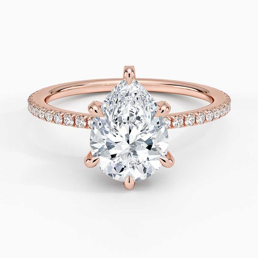 Viviana Three-Quarter Coverage Six-Prong Diamond Ring (1/3 ct. tw.) - Pear Center Stone