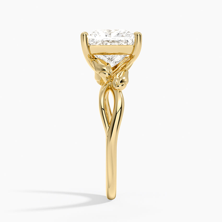 Budding Willow Solitaire Ring - Princess Cut Center Stone